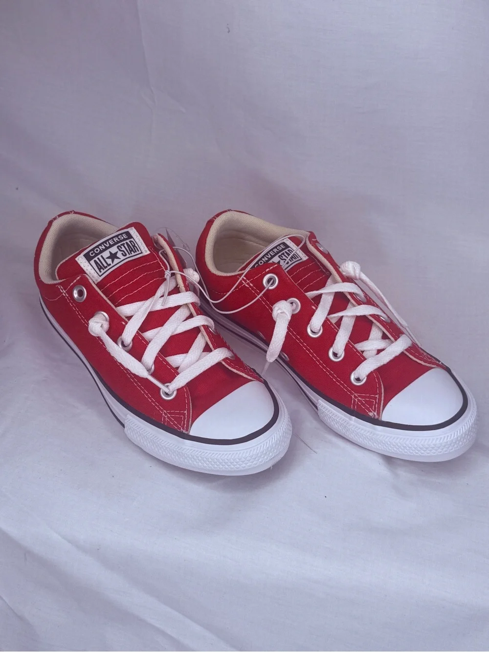 Converse Red Low Top Canvas Sneakers with White Soles